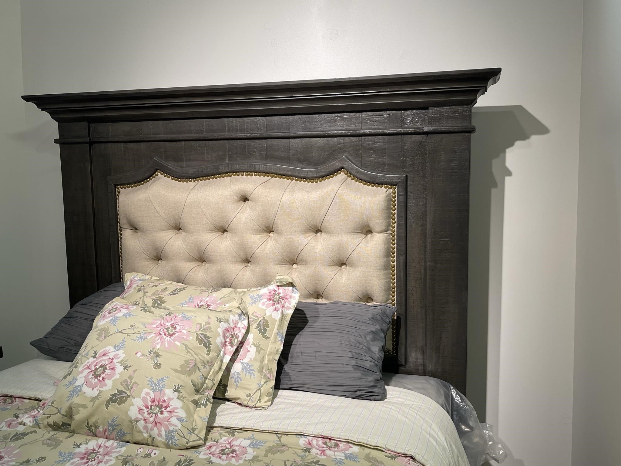Rustic tufted shop headboard